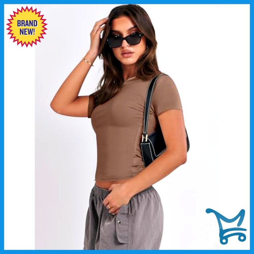 Slim Fit Crop Tees 3 Pack Y2K Chic Workout Basic Tops Summer Outfits - Picture 3 of 7